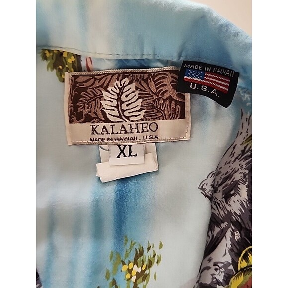 Kalaheo Mens XL Blue Hawaiian Print Short Sleeve Button Up Shirt Aloha Island - Picture 10 of 10